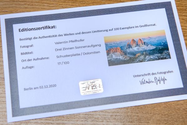 Editionszertifikat Editionszertifikat