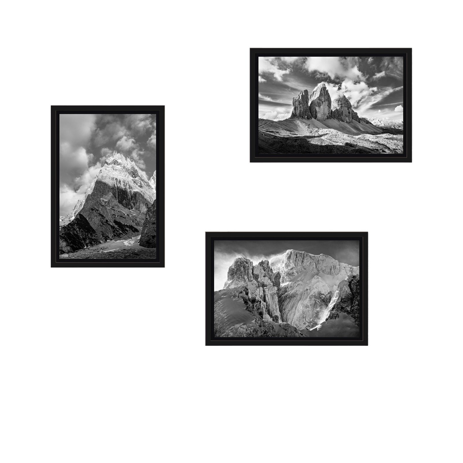 Schattenfugenrahmen-SET-Sextner-Dolomiten-30x20cm-SW-